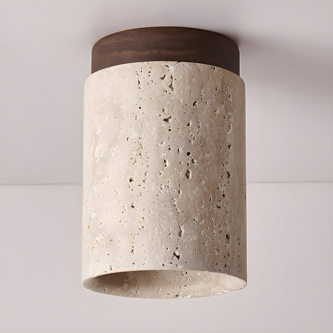 Aurnorira Lampe Plafonnier Cylindrique en Travertin - Neutralighting