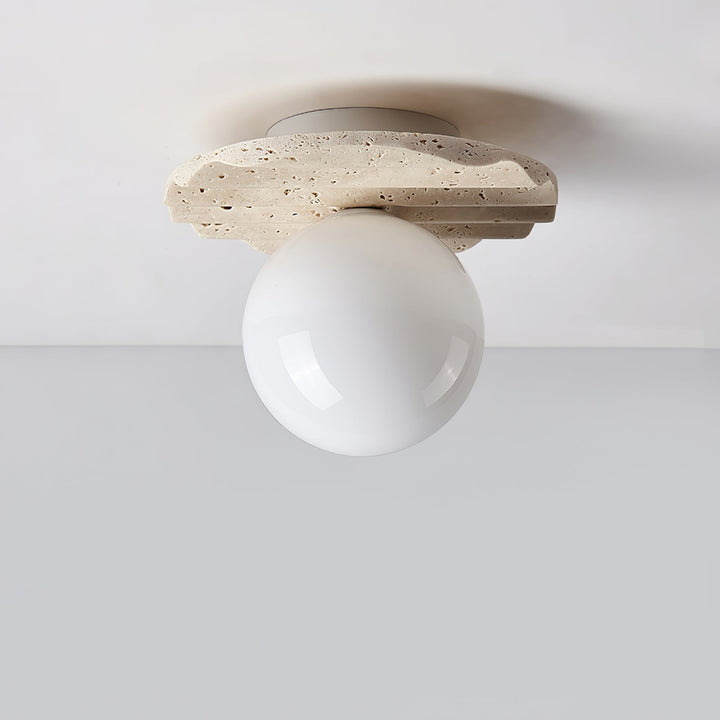 Aura Lumière de Plafond Ondulée en Travertin - Neutralighting