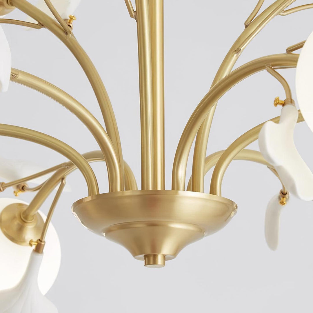 Lustra Chandelier Feuille de Ginkgo Laiton Verre - Neutralighting