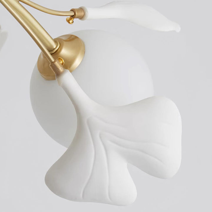 Lustra Chandelier Feuille de Ginkgo Laiton Verre - Neutralighting