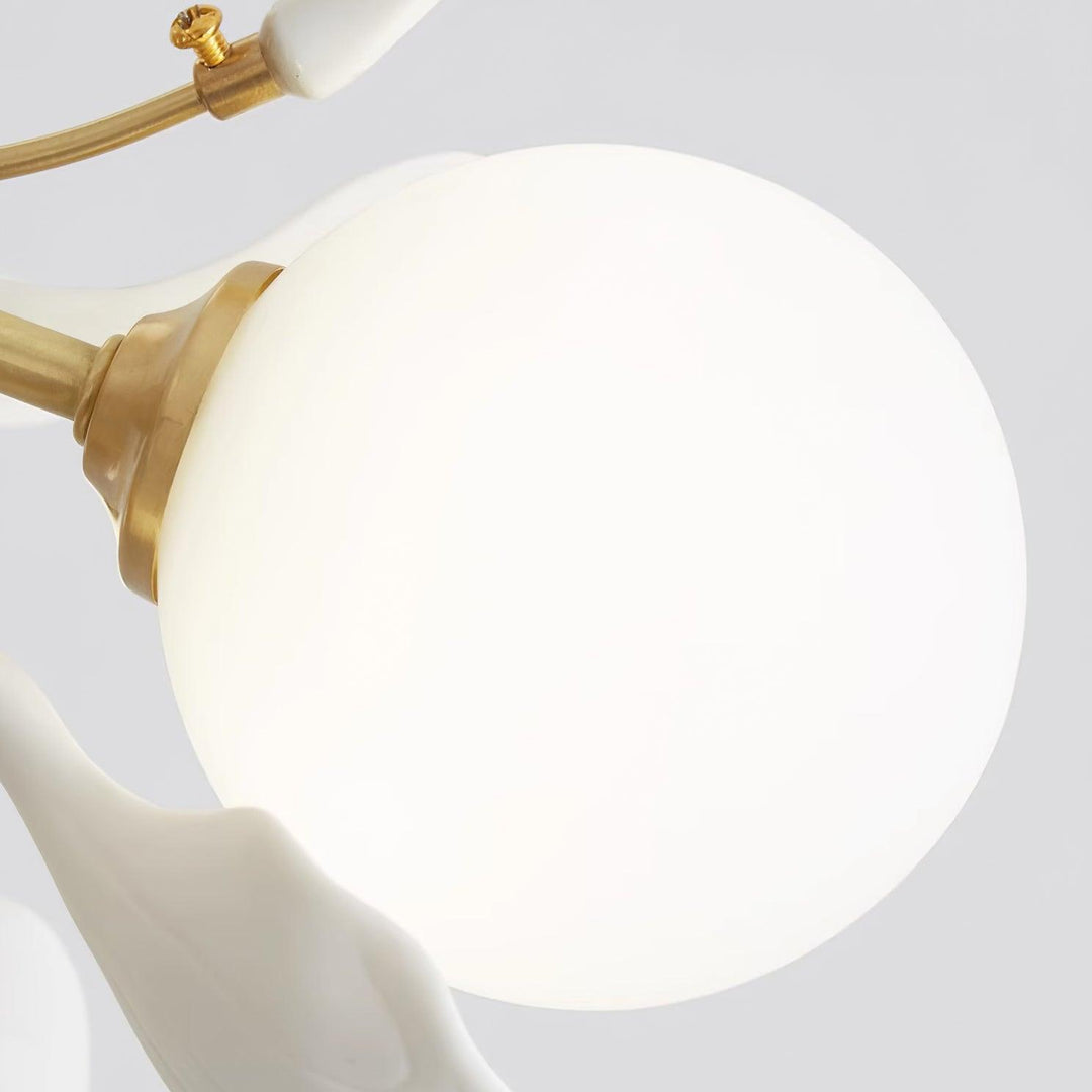 Lustra Chandelier Feuille de Ginkgo Laiton Verre - Neutralighting