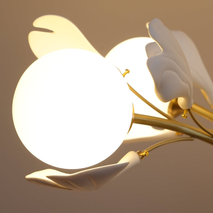 Lustra Chandelier Feuille de Ginkgo Laiton Verre - Neutralighting