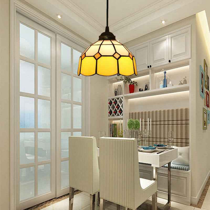 Tiffany Dôme Ombre Européenne Suspension Tachée Verre Salon - Neutralighting