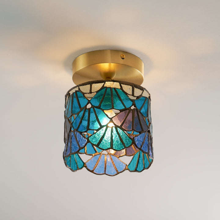 Rosavine Plafonnier Semi-Encastré Verre Coloré Tiffany - Neutralighting