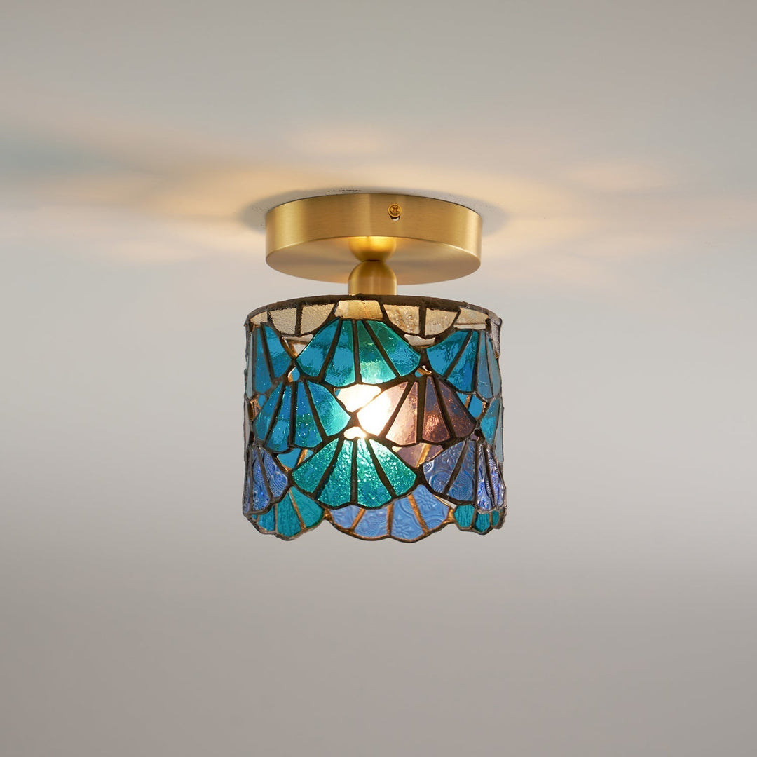 Rosavine Plafonnier Semi-Encastré Verre Coloré Tiffany - Neutralighting