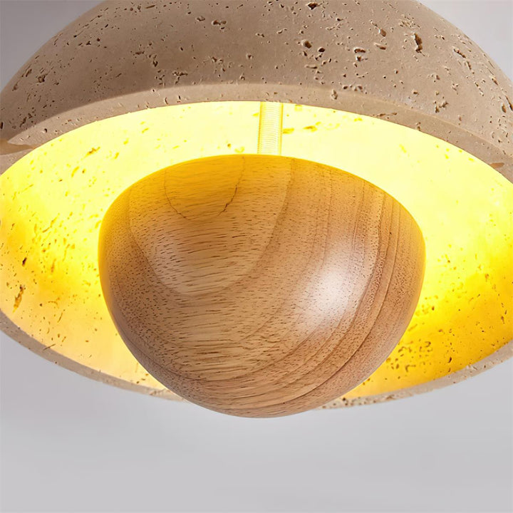 Cavora Plafonnier Travertin Bois Forme Dôme - Neutralighting