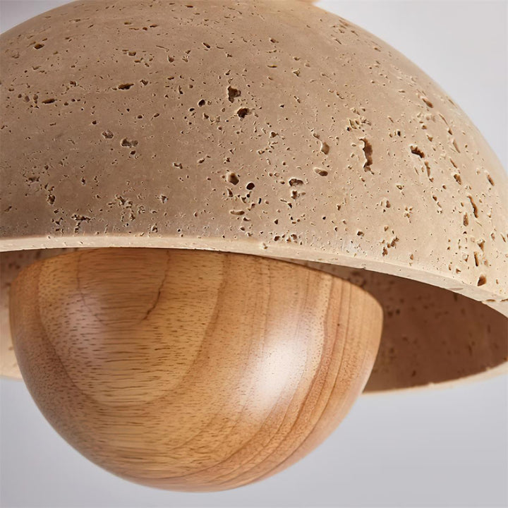 Cavora Plafonnier Travertin Bois Forme Dôme - Neutralighting