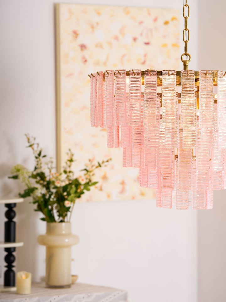 Aurora Lustre Rose Murano Verre Superposé Vintage Luxe - Neutralighting