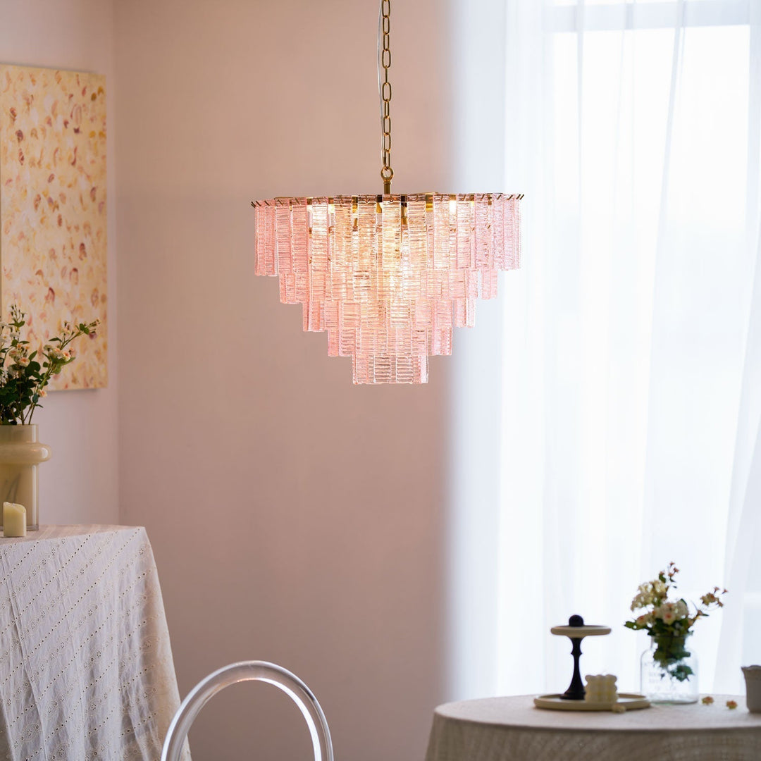 Aurora Lustre Rose Murano Verre Superposé Vintage Luxe - Neutralighting