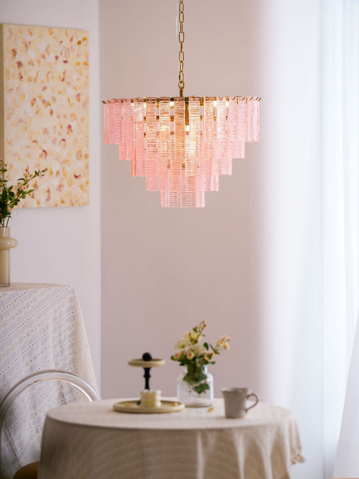 Aurora Lustre Rose Murano Verre Superposé Vintage Luxe - Neutralighting