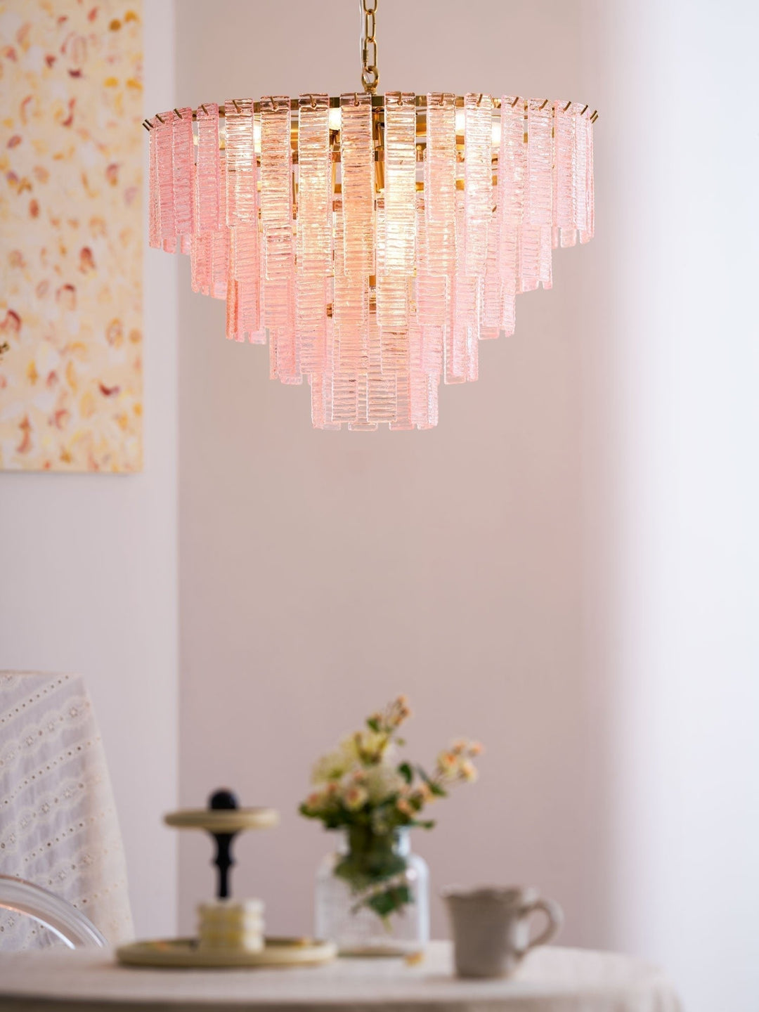 Aurora Lustre Rose Murano Verre Superposé Vintage Luxe - Neutralighting