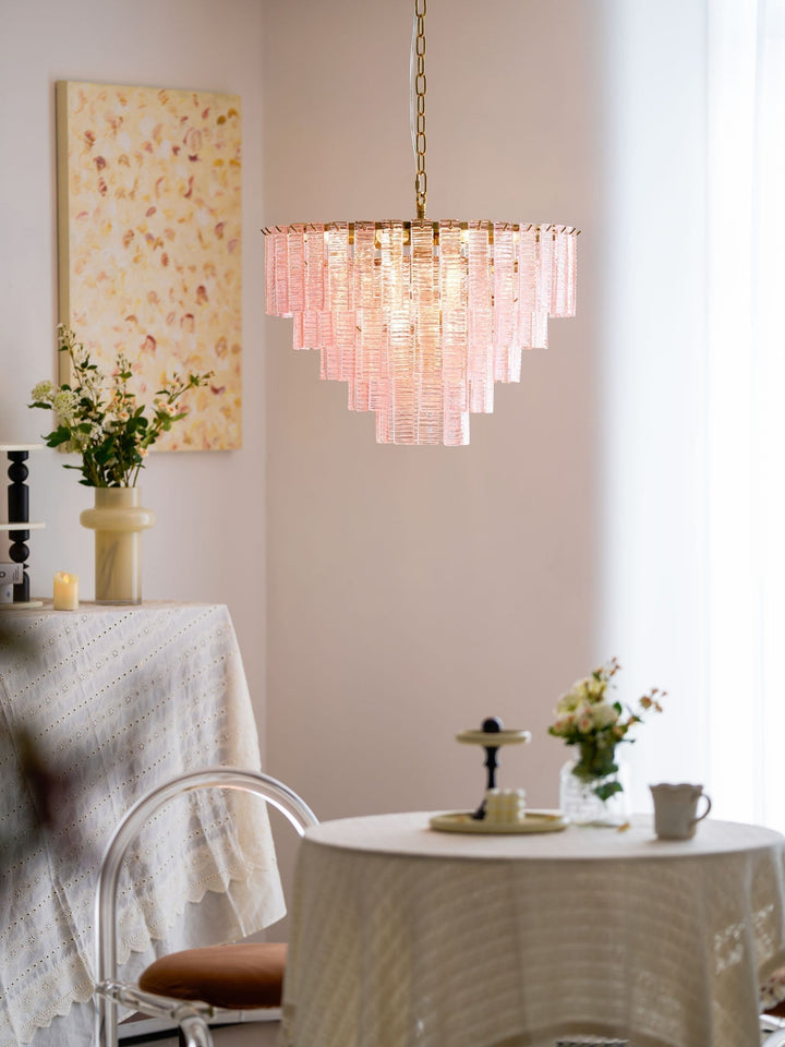 Aurora Lustre Rose Murano Verre Superposé Vintage Luxe - Neutralighting