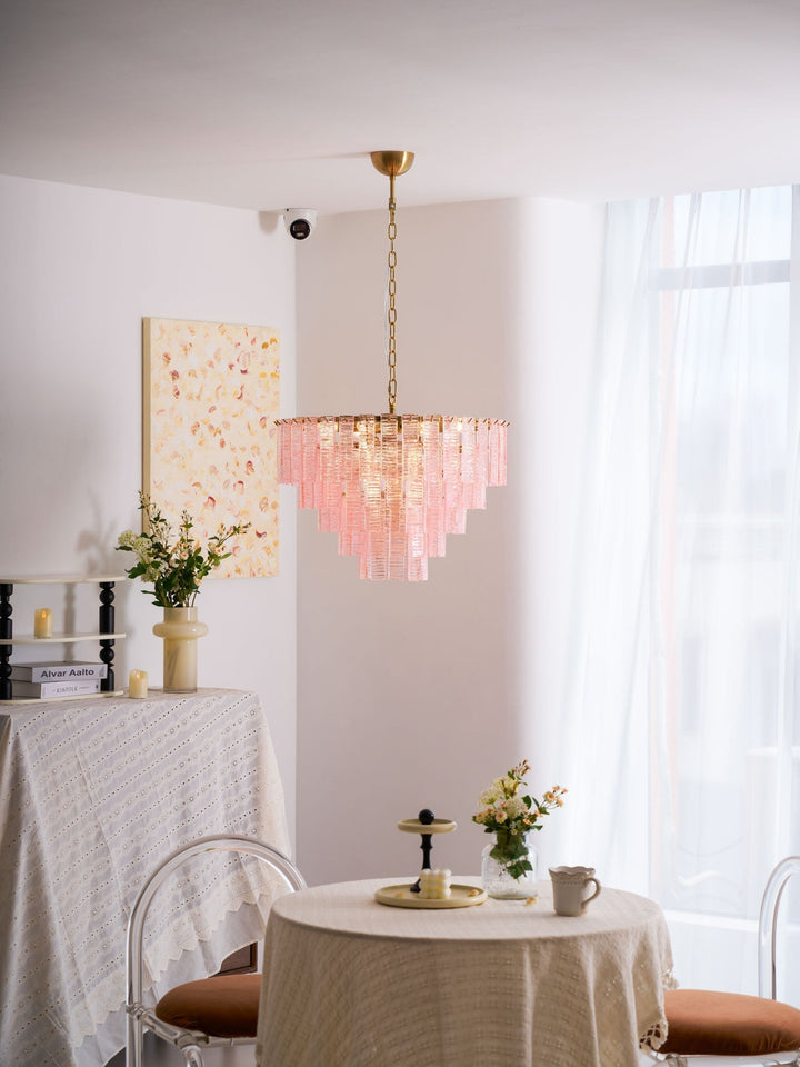 Aurora Lustre Rose Murano Verre Superposé Vintage Luxe - Neutralighting