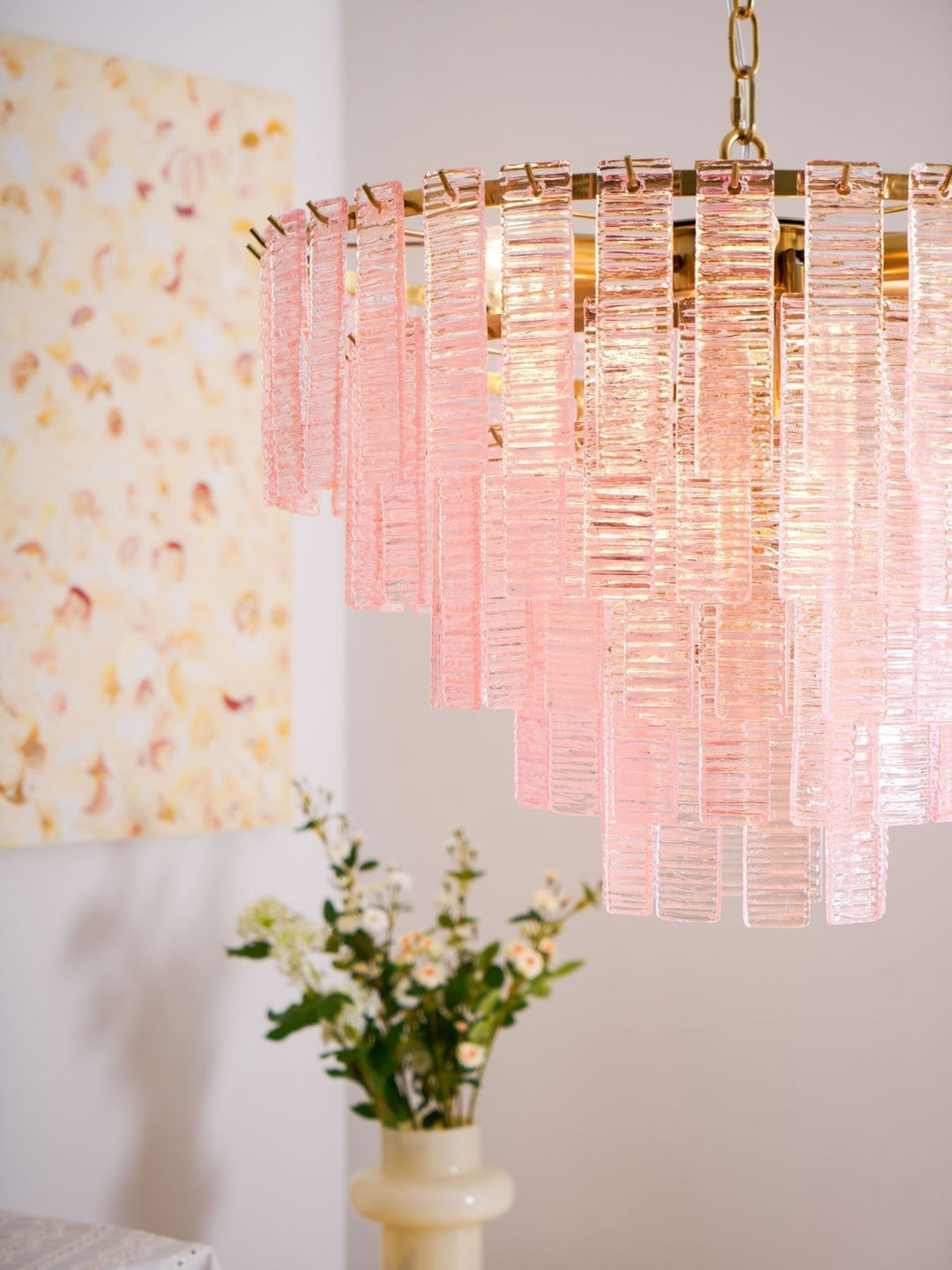 Aurora Lustre Rose Murano Verre Superposé Vintage Luxe - Neutralighting