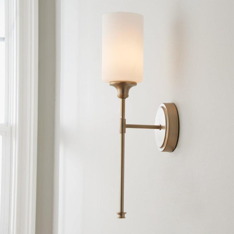 Tracie Ancien Industriel Laiton Verre Applique - Neutralighting