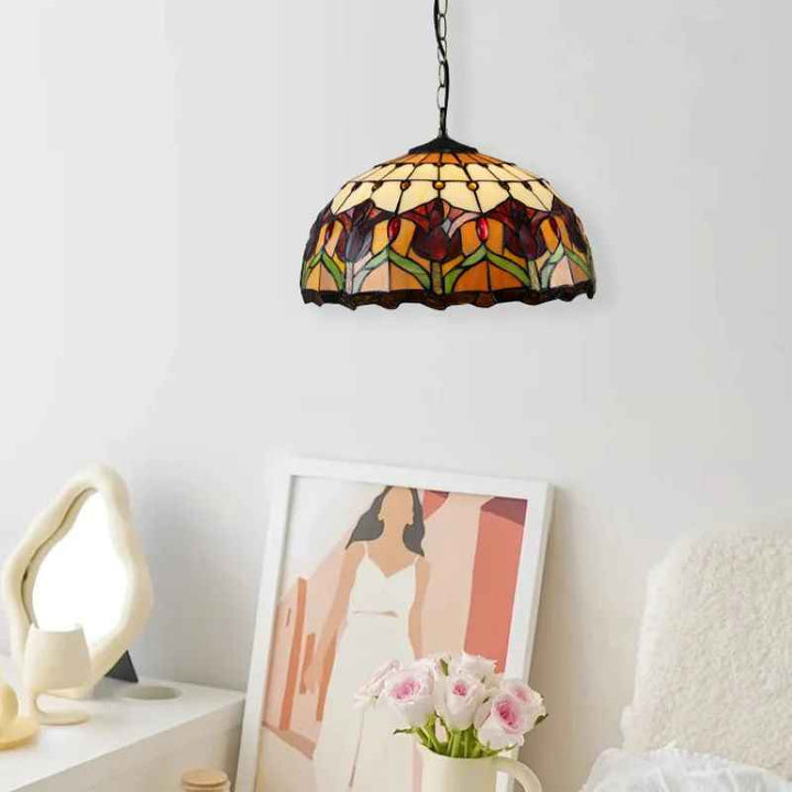 Tiffany Rétro Rond Colorée Suspension Verre Chambre À Coucher/Bar - Neutralighting