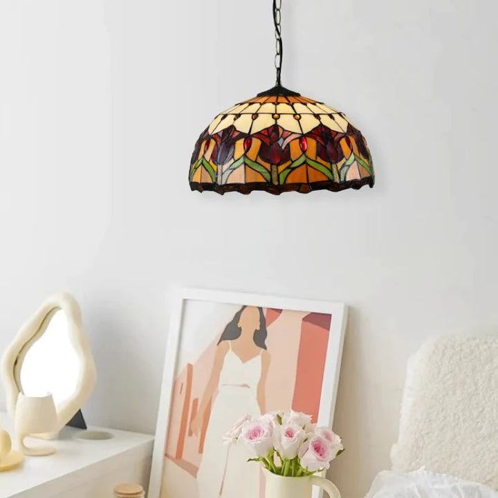 Tiffany Rétro Rond Colorée Suspension Verre Chambre À Coucher/Bar - Neutralighting