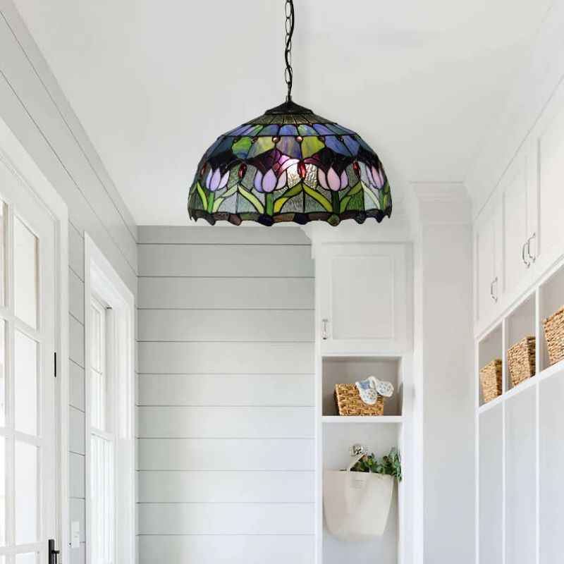 Tiffany Rétro Rond Colorée Suspension Verre Chambre À Coucher/Bar - Neutralighting