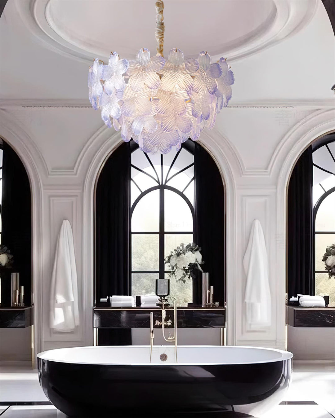 Cavine Lustre en verre rose en forme de fleur - Neutralighting