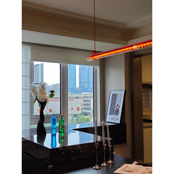 Cata Moderne Minimalisme Linéaire LED Métal Verre Lumière Pendentif - Neutralighting