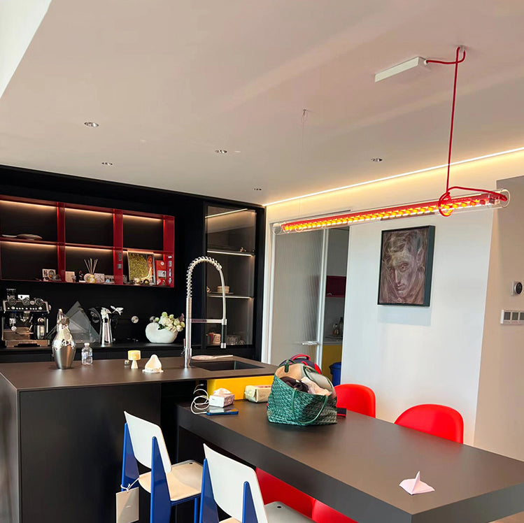 Cata Moderne Minimalisme Linéaire LED Métal Verre Lumière Pendentif - Neutralighting