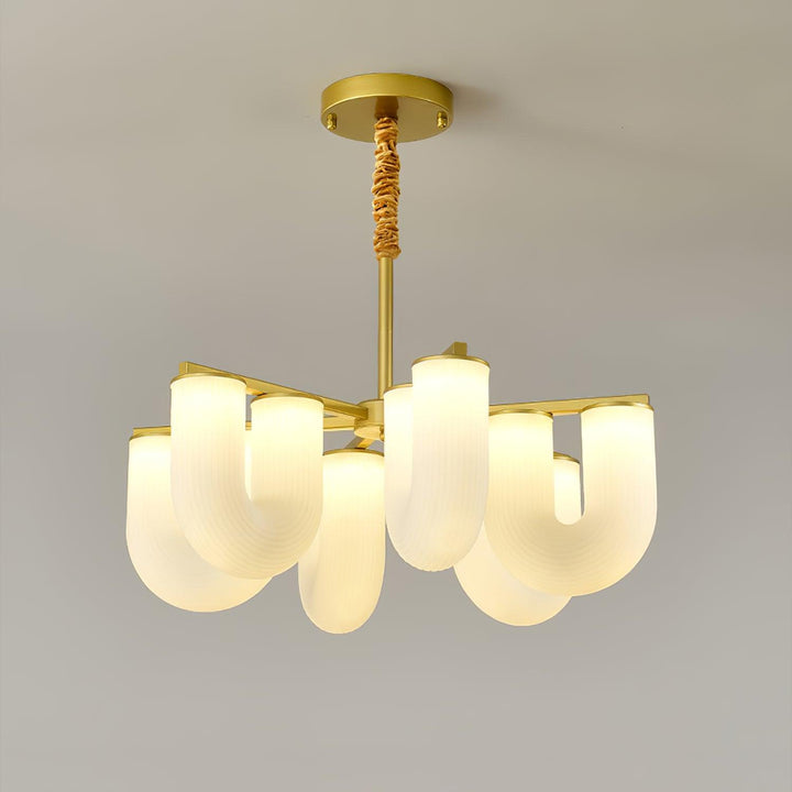 Agatha Lustre en Forme de U Verre Dépoli Tubes en U Laiton Moderne - Neutralighting