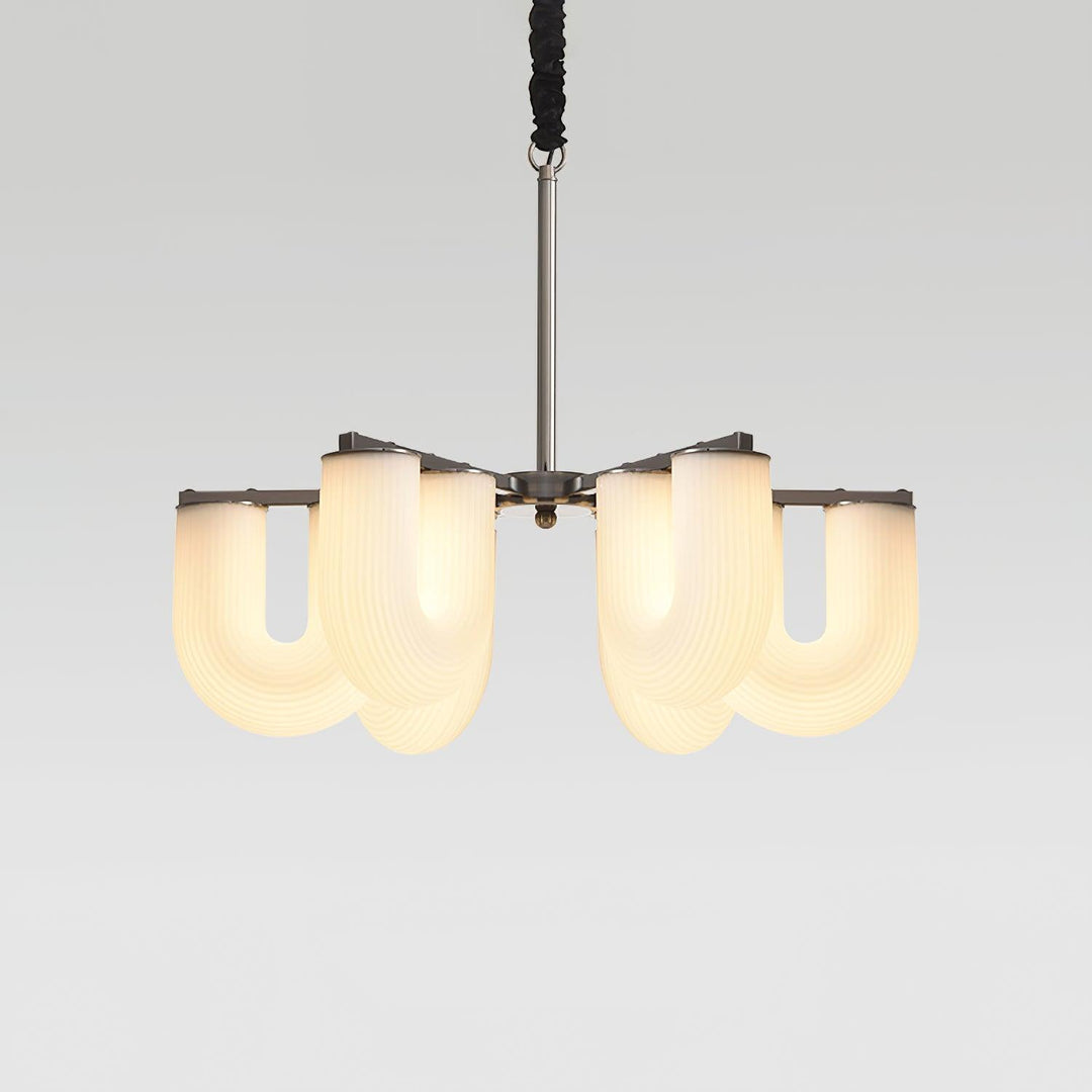 Agatha Lustre en Forme de U Verre Dépoli Tubes en U Laiton Moderne - Neutralighting