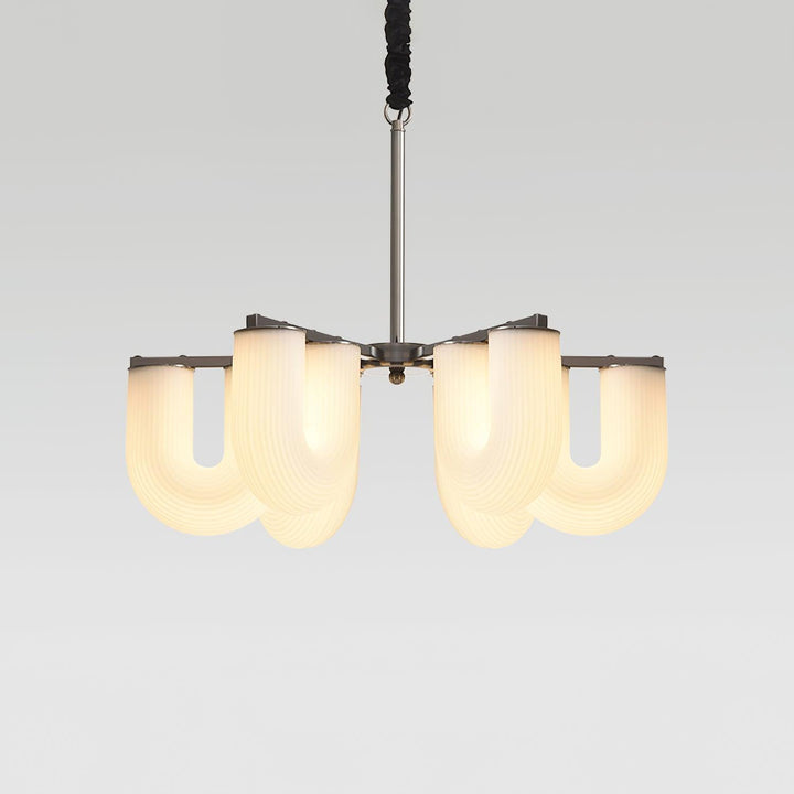 Agatha Lustre en Forme de U Verre Dépoli Tubes en U Laiton Moderne - Neutralighting