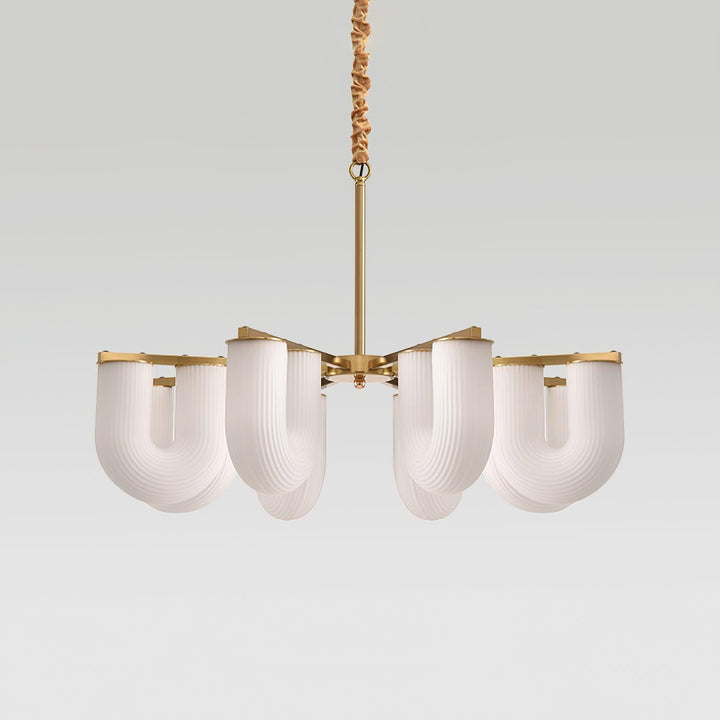 Agatha Lustre en Forme de U Verre Dépoli Tubes en U Laiton Moderne - Neutralighting