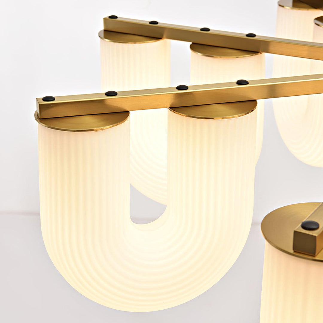 Agatha Lustre en Forme de U Verre Dépoli Tubes en U Laiton Moderne - Neutralighting