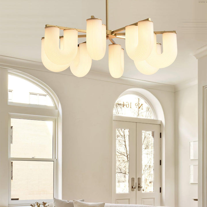 Agatha Lustre en Forme de U Verre Dépoli Tubes en U Laiton Moderne - Neutralighting