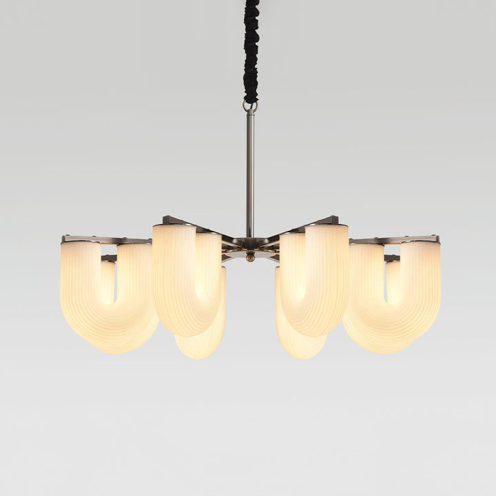 Agatha Lustre en Forme de U Verre Dépoli Tubes en U Laiton Moderne - Neutralighting
