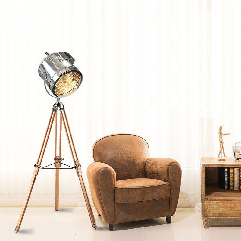 Mira Moderne Industrielle Lampadaire Trépied Rétro Métal Chromé/Bureau/Salon - Neutralighting