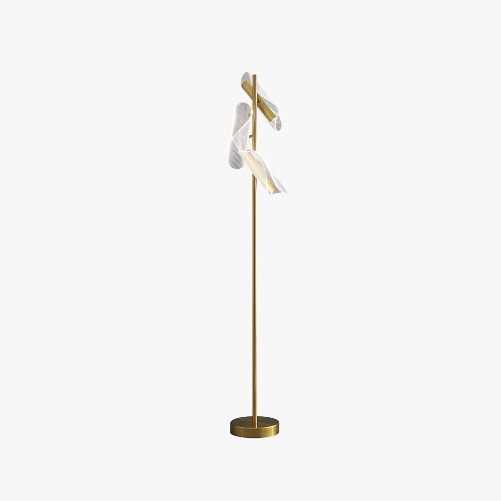 Mira Lampadaire Vague Moderne, Métal/Acrylique, Doré/Blanc, Salon - Neutralighting