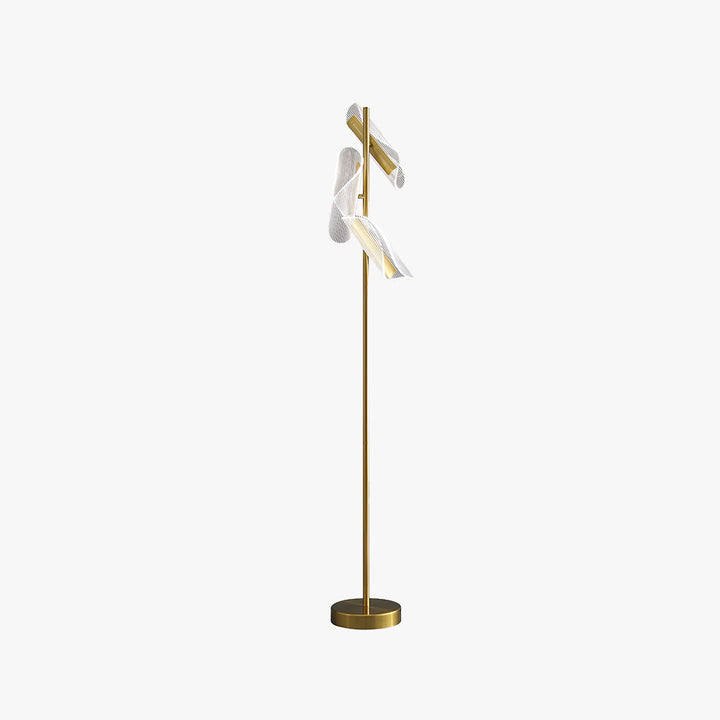 Mira Lampadaire Vague Moderne, Métal/Acrylique, Doré/Blanc, Salon - Neutralighting