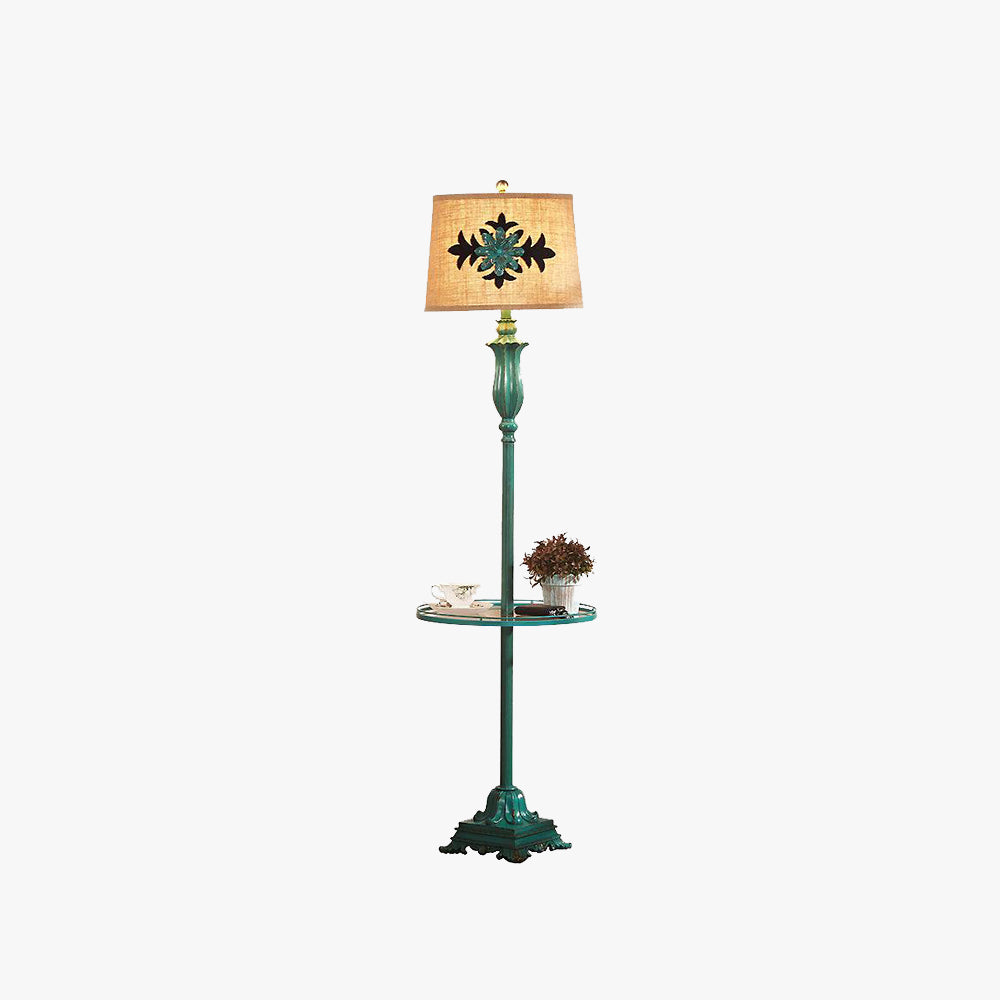Tiffany Lampadaire Cylindre Vintage, Métal/Résine, Vert, Salon - Neutralighting