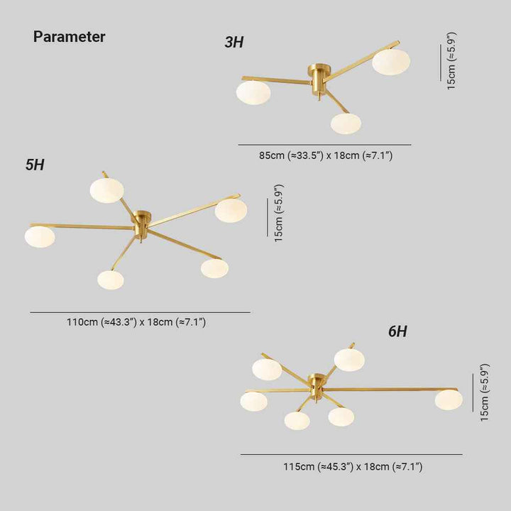 Jania Plafonnier Moderne en Verre et Métal Noir à Trois Bras - Neutralighting