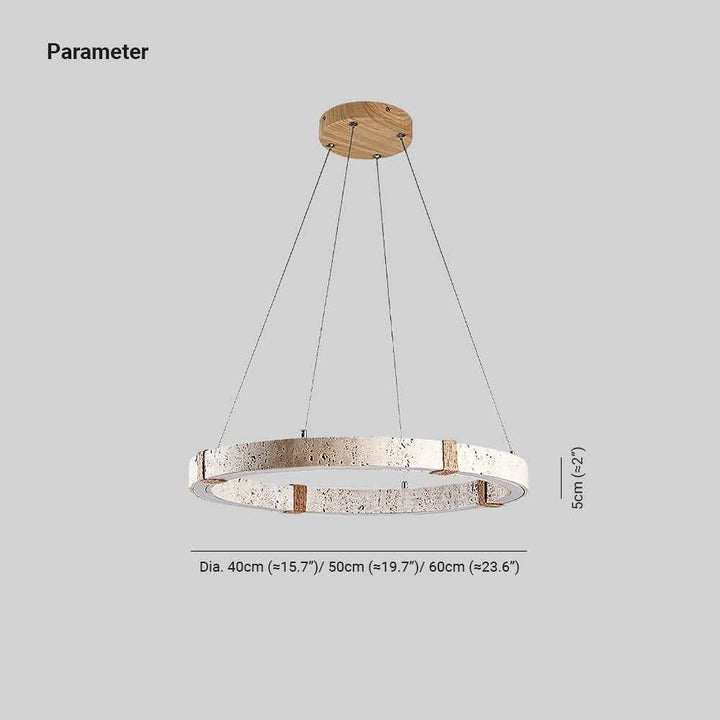 Lumae Suspension en Forme d’anneau en Pierre Travertin - Neutralighting