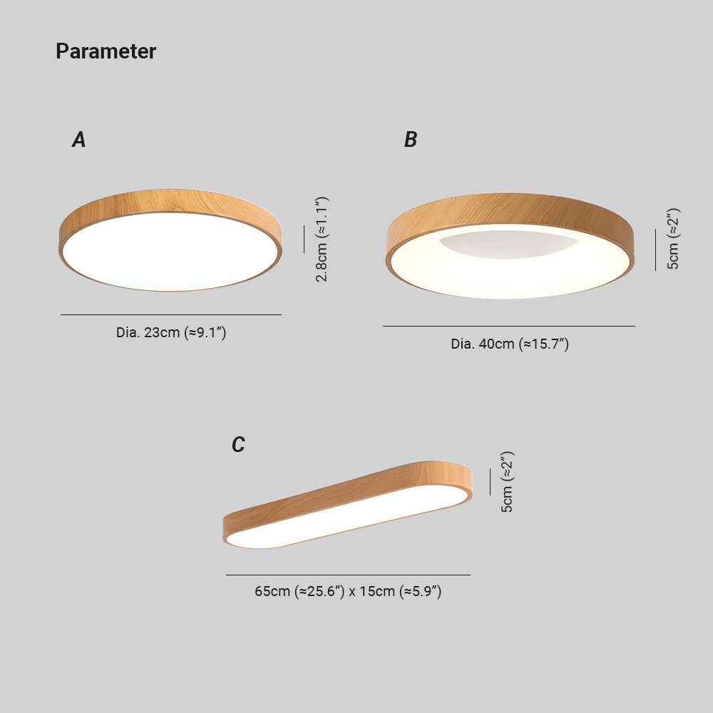 Eliriel Lampe Plafonnier Ronde Minimaliste en Bois Vakkerlight