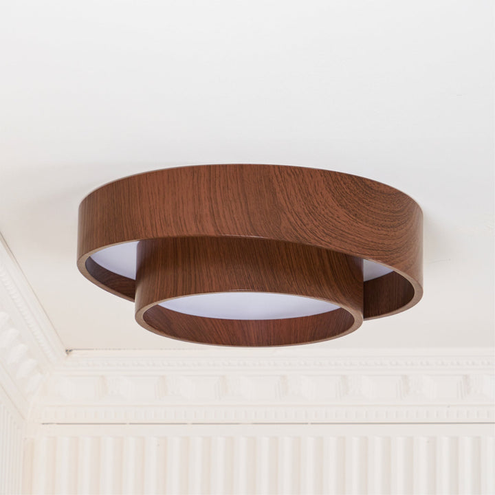 Wavin Plafonnier Double Anneaux Couleur Noyer - Neutralighting