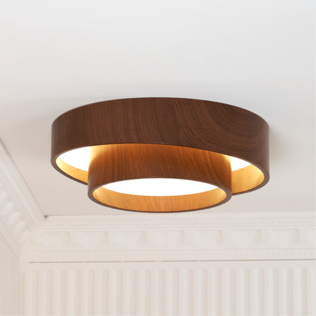 Wavin Plafonnier Double Anneaux Couleur Noyer - Neutralighting