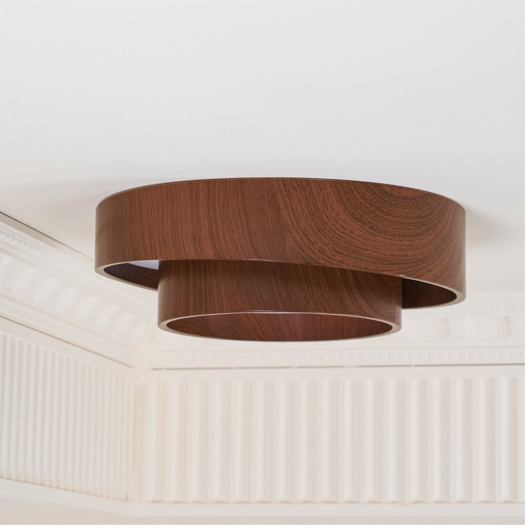 Wavin Plafonnier Double Anneaux Couleur Noyer - Neutralighting