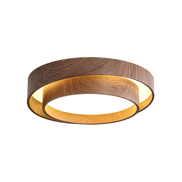 Wavin Plafonnier Double Anneaux Couleur Noyer - Neutralighting