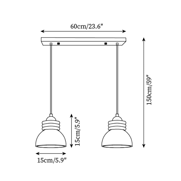 Lampe Suspension Dôme en Travertin Anneaux en Bois de Noyer Ambiance Minimaliste - Neutralighting