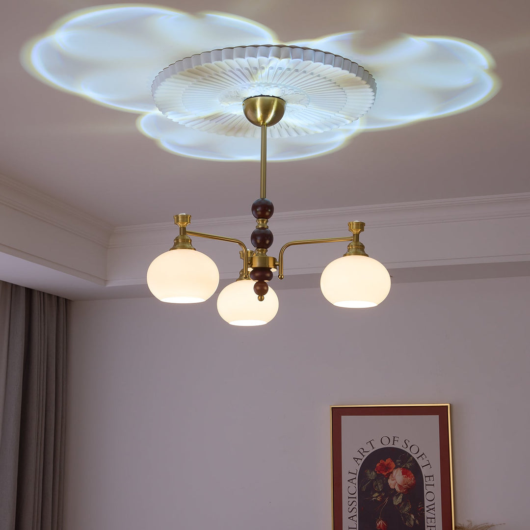 Aursolos Chandelier Bois Verre Élégance Traditionnelle - Neutralighting