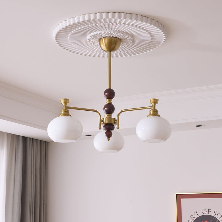 Aursolos Chandelier Bois Verre Élégance Traditionnelle - Neutralighting