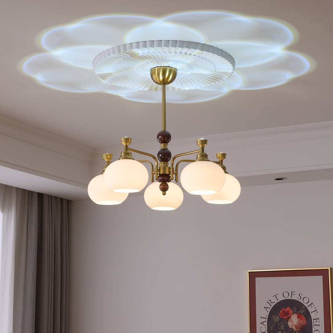 Aursolos Chandelier Bois Verre Élégance Traditionnelle - Neutralighting