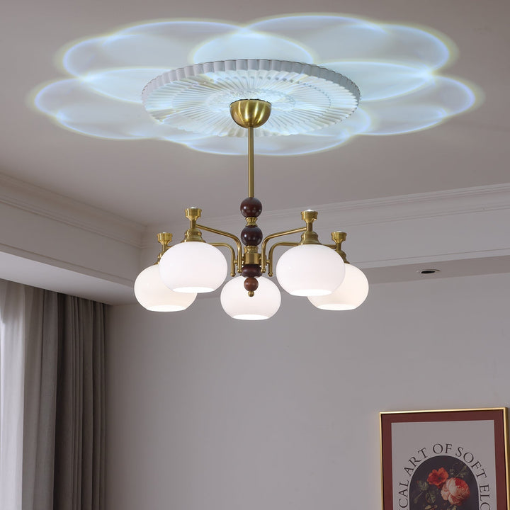 Aursolos Chandelier Bois Verre Élégance Traditionnelle - Neutralighting
