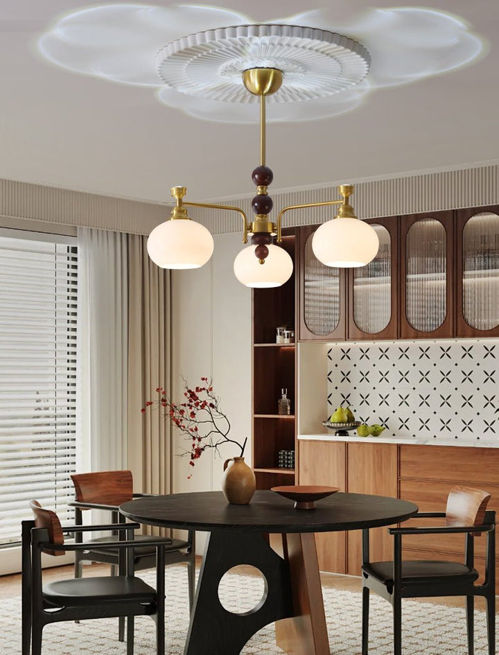 Aursolos Chandelier Bois Verre Élégance Traditionnelle - Neutralighting