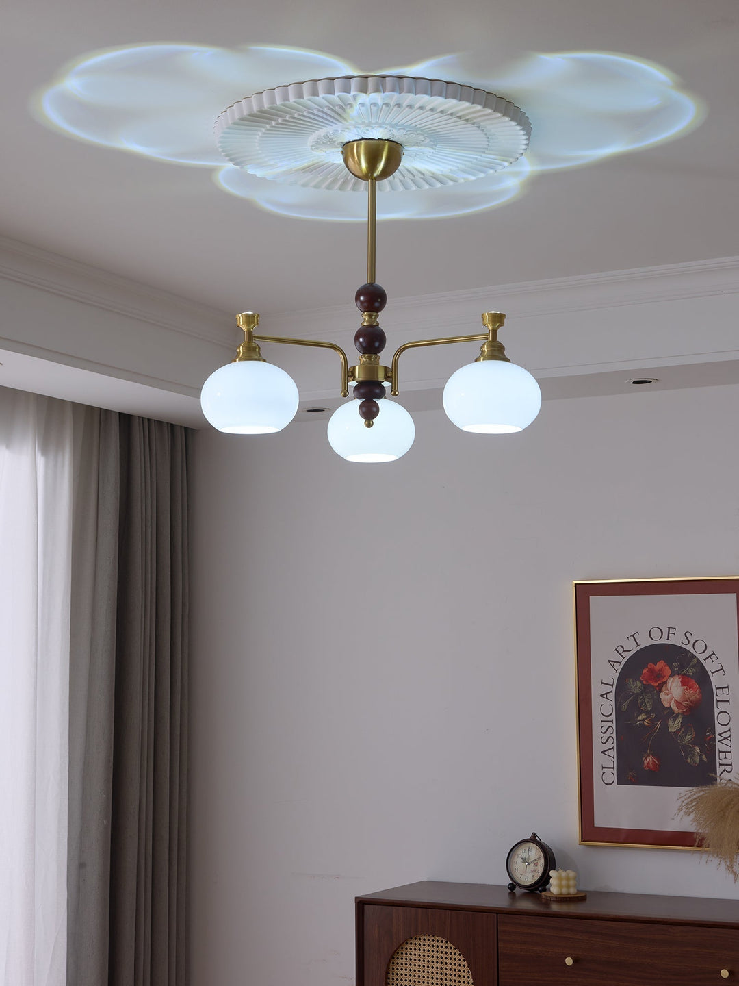 Aursolos Chandelier Bois Verre Élégance Traditionnelle - Neutralighting